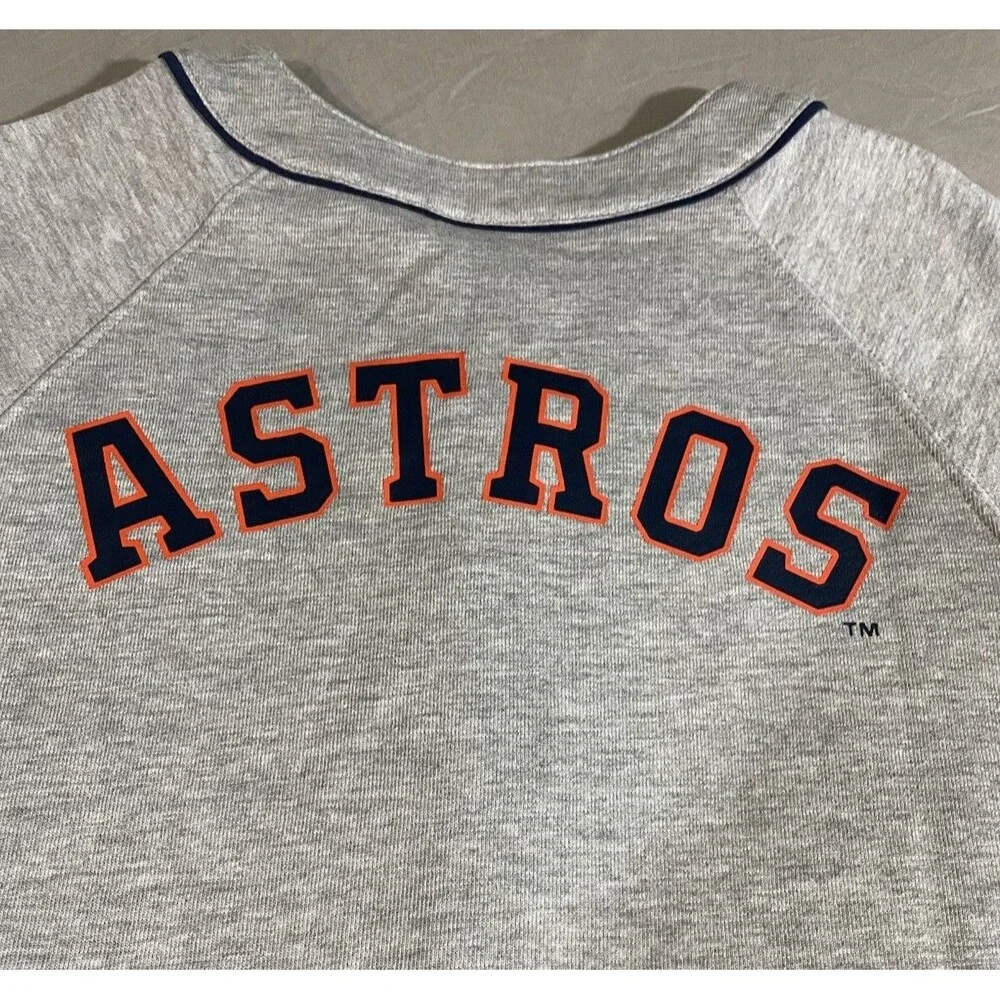 Houston Astros Gray Button-Up Jersey Tee - MLB Licensed Youth Medium